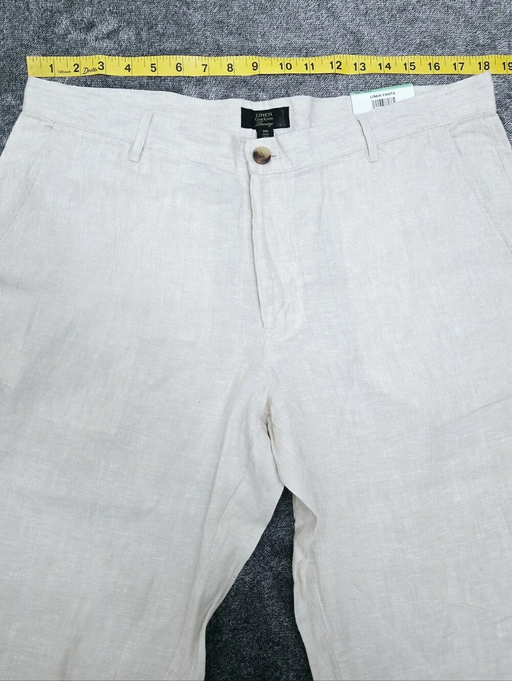 CLUB ROOM Luxury Pants Men's 36x30 Classic Flat Front 100 Linen Beige Resortwear
